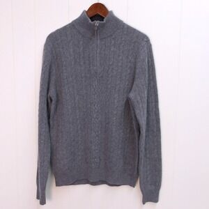 Saks Fifth Avenue Cashmere Gray Mens Sweater Ribbed Collar Large /#9038